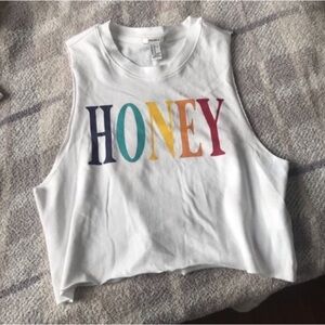🪞 NEW honey logo statement active sleeveless tank  top in white multi